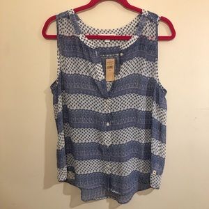 American eagle blue and white strip sleeveless top